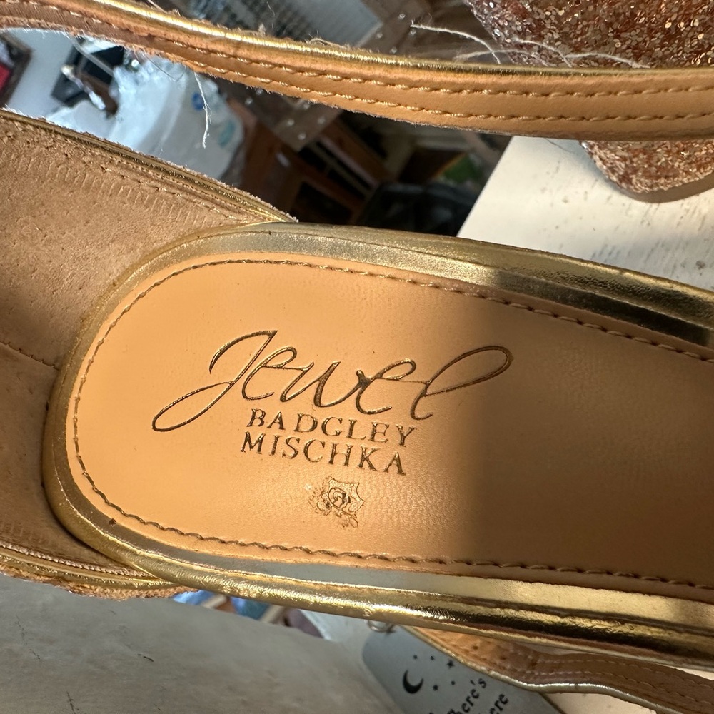 Jewel Badgley Mischka Glittering Gold Heels